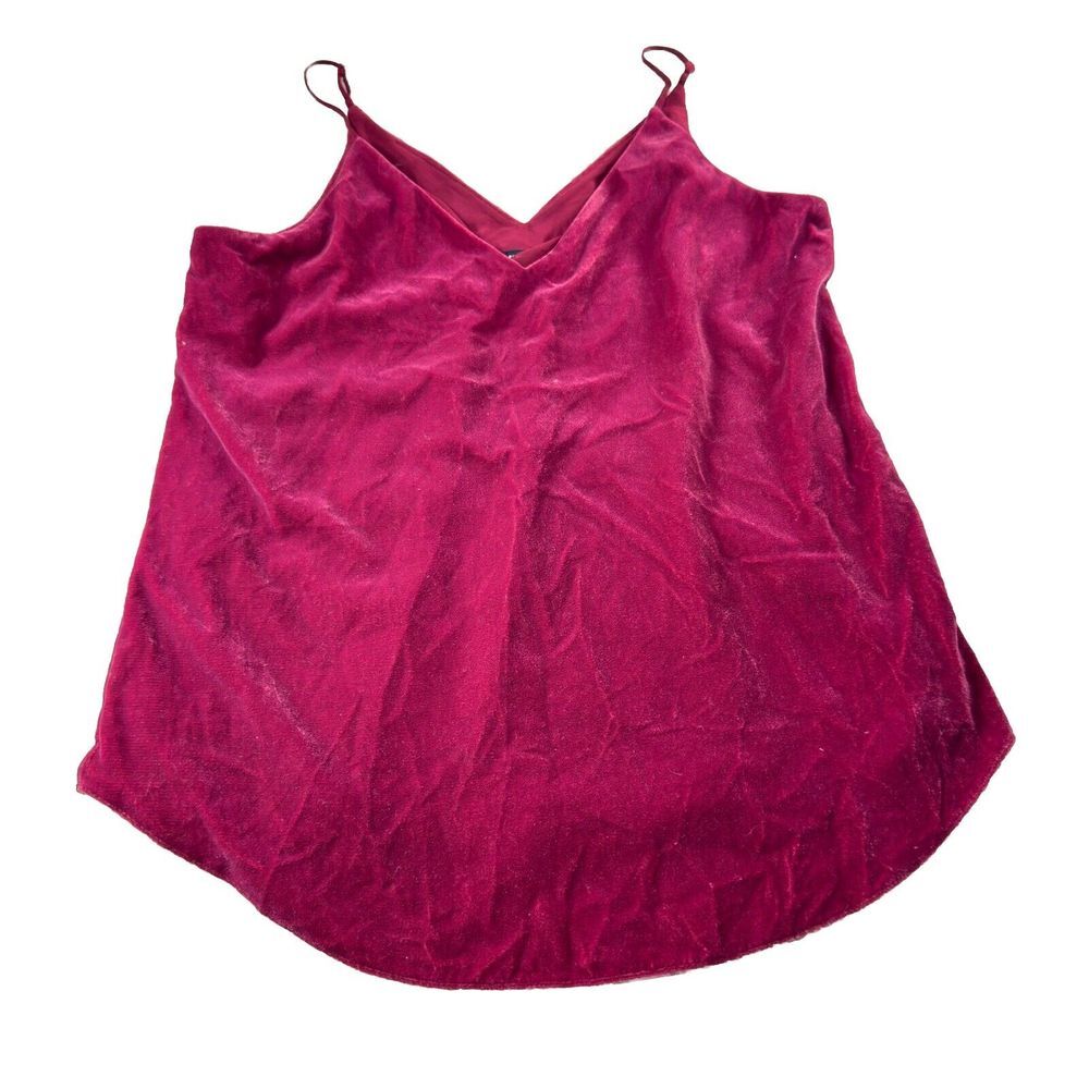Express Top Camo Velvet Small Adjustable Spaghetti Straps V Neck Lined Maroon